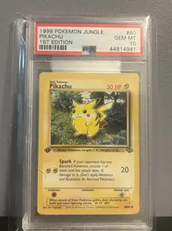 1999 Pokemon Pikachu 1st Edition Jungle 60 PSA 10 Gem Mint - Image 1