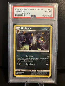 PSA 8 NM-MT Pokemon Lost Thunder Umbreon Rare #120/214 - Image 1