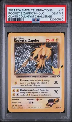2021 Pokemon Celebrations Rocket’s Zapdos Holo #15 PSA 10 Gem Mint 💎 - Image 1