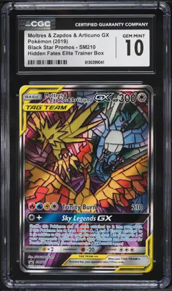 2019 Pokemon Hidden Fates Moltres & Zapdos & Articuno GX #SM210 CGC 10 - Image 1