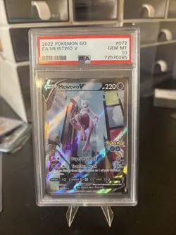 2022 Pokemon SWSH Pokemon GO Mewtwo V #072/078 PSA 10 - Image 1