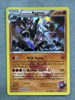 Team Magma's Aggron 14/34 Holo Rare Double Crisis MP Pokemon TCG - Image 1