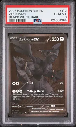 2025 POKEMON BLK EN-BLACK BOLT BLACK WHITE RARE #172 ZEKROM EX PSA 10 - Image 1