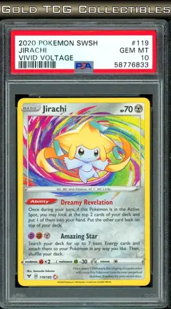 PSA 10 ⭐ Pokemon Jirachi 119 Amazing Rare Vivid Voltage Full Art Graded Card - Image 1