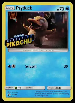 Pokemon Card - Psyduck (Detective Pikachu Stamped) Sun & Moon Promo SM199 Holo - Image 1