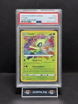 2020 Pokemon Sword & Shield Vivid Voltage Amazing Rare Celebi #009 PSA 10 - Image 1