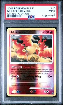 2008 POKEMON DP MAJESTIC DAWN MOLTRES #10 REVERSE FOIL PSA 9 MINT #117257020 - Image 1