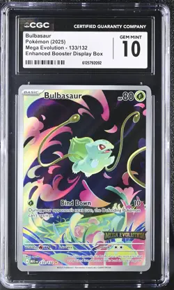 CGC 10 Gem MT Bulbasaur 133/132 Stamped Box Topper Promo Pokemon Mega Evolution - Image 1