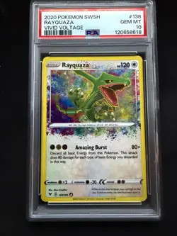 2020 POKEMON SWORD & SHIELD VIVID VOLTAGE #138 RAYQUAZA PSA 10 - Image 1