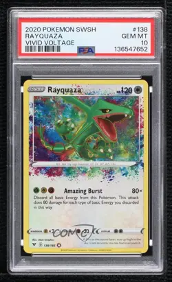 Amazing Rare - Rayquaza Pokemon Sword & Shield Vivid Voltage PSA 10 GEM MT - Image 1