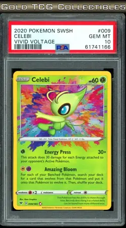 PSA 10 ⭐ Pokemon Celebi 009 Amazing Rare Vivid Voltage Full Art Graded Card - Image 1