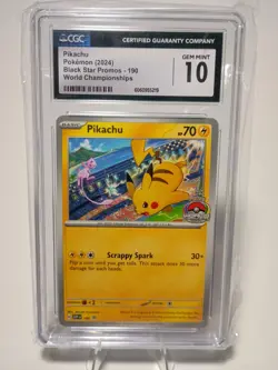 Pokemon Pikachu 190 Black Star Promos World Championships Promo CGC 10 Card - Image 1