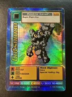 Digimon Gotsumon [HP/DMG] ST-23S Holo Foil Bandai Digimon Card 1999 Vintage Rare - Image 1