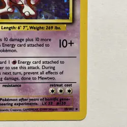 Pokemon Mewtwo TCG Base Set Holo Unlimited Rare Card 10/102 1999 - Image 5