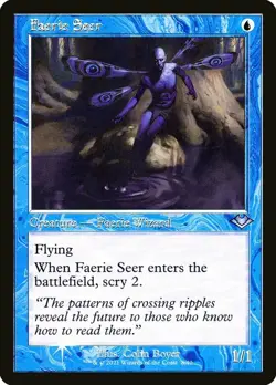 MTG Faerie Seer - Foil - Retro Frame, Modern Horizons, Damaged, English - Image 1