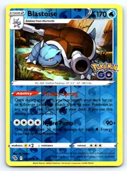 Pokemon Blastoise Pokemon GO PGO RARE REVERSE HOLO 017/078 Empire NM - Image 1