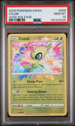 2020 POKEMON SWORD & SHIELD VIVID VOLTAGE #009 CELEBI PSA 10 - Image 1