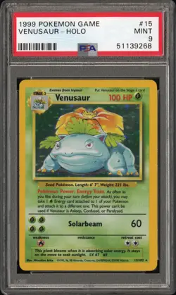 1999 POKEMON BASE SET UNLIMITED #15 VENUSAUR-HOLO PSA 9 - Image 1