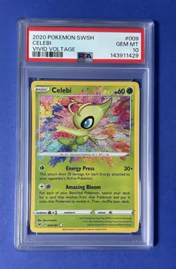 2020 Pokemon SWSH Celebi Vivid Voltage #009 PSA 10 GEM MT - Image 1