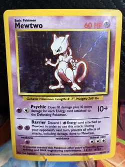 Mewtwo 10/102 Base Set Holo MP Pokemon WOTC 1999 Vintage - Image 1