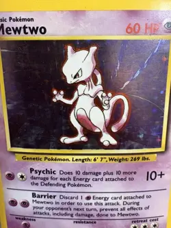 Mewtwo 10/102 Base Set Holo MP Pokemon WOTC 1999 Vintage - Image 2