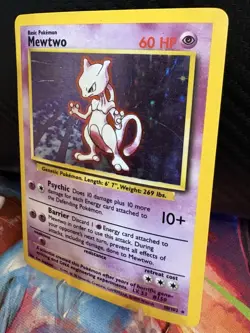 Mewtwo 10/102 Base Set Holo MP Pokemon WOTC 1999 Vintage - Image 3