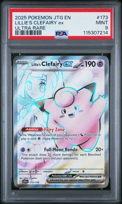 2025 POKEMON JTG EN-JOURNEY TOGETHER ULTRA RARE #173 LILLIE'S CLEFAIRY EX PSA 9 - Image 1