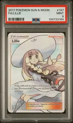 2017 POKEMON SUN & MOON #147 FULL ART/LILLIE PSA 9 - Image 1