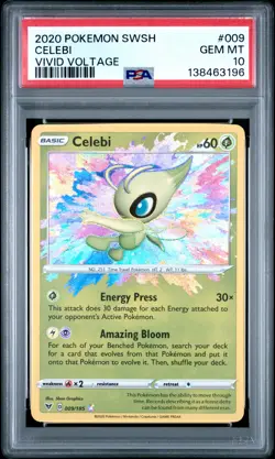 2020 POKEMON SWORD & SHIELD VIVID VOLTAGE #009 CELEBI PSA 10 - Image 1