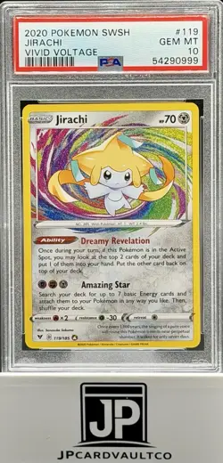 JIRACHI PSA 10 2020 POKEMON SWORD & SHIELD VIVID VOLTAGE #119/185 3374 - Image 1
