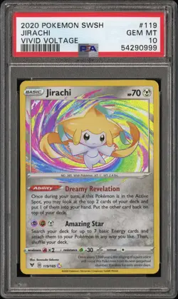 JIRACHI PSA 10 2020 POKEMON SWORD & SHIELD VIVID VOLTAGE #119/185 3374 - Image 3