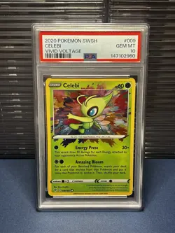 2020 POKEMON SWORD & SHIELD VIVID VOLTAGE #009 CELEBI PSA 10 - Image 1