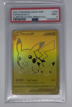 2021 Pokemon SWSH Celebrations Ultra-Premium Collection FA/Pikachu v #145 PSA 9 - Image 1