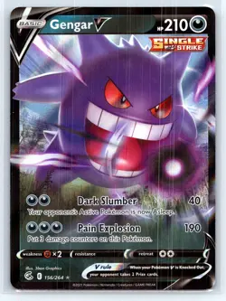 Pokemon TCG Gengar V Single Strike Ultra Rare Holo Swsh08 Fusion Strike 156/264 - Image 1