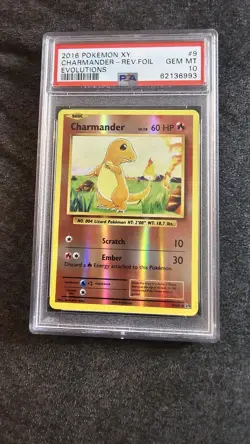 Pokemon 2016 XY Evolutions Charmander Reverse Holo #9 PSA 10 - Image 1