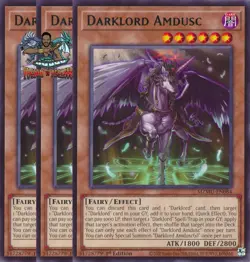 Yugioh! 3x Darklord Amdusc MZMU-EN084 Rare 1st Ed NM - Image 1