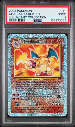 2002 POKEMON LEGENDARY COLLECTION#3 CHARIZARD-REVERSE FOIL PSA 2 - Image 1
