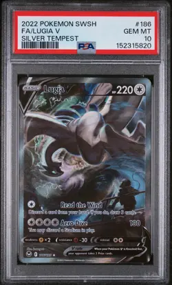PSA 10 LUGIA V 186/195 | SWSH Silver Tempest Alt Art Graded Pokemon Card - Image 1