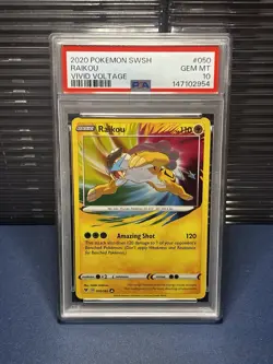 PSA 10 ⭐ Pokemon Raikou 050 Amazing Rare Vivid Voltage Full Art Graded Card - Image 1