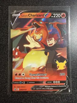 Pokemon TCG Lance's Charizard v SWSH133 Celebrations Black Star Promo Holo Card - Image 1