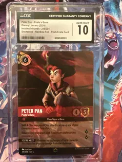 Disney Lorcana Peter Pan Pirate's Bane Enchanted Foil #215 CGC 10 Post Errata - Image 1