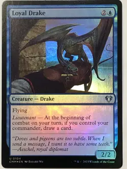 MTG TCG - Loyal Drake 0104 Foil Commander Masters - NM (Free Shipping $5+) - Image 1