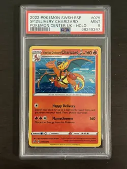2022 POKEMON SWSH BLACK STAR PROMO #075 SPECIAL DELIVERY CHARIZARD-HOLO PSA 9 - Image 1