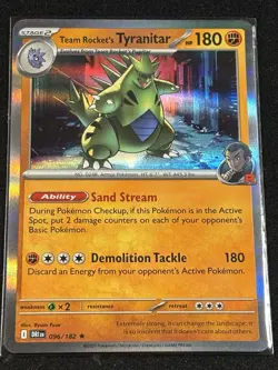 Pokemon - Team Rocket's Tyranitar 096/182 - Destined Rivals Holo Rare - NM - Image 1