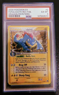 2006 POKEMON EX DRAGON FRONTIERS #2 FERALIGATR-REV.FOIL DRAGON FRONTIERS PSA 6 - Image 1