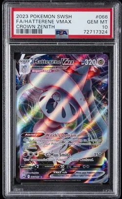 2023 POKEMON SWORD & SHIELD CROWN ZENITH #066 FULL ART/HATTERENE VMAX PSA 10 - Image 1