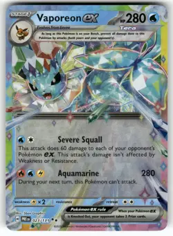 Vaporeon ex 023/131 Double Rare Prismatic Evolutions Pokemon Near Mint - Image 1