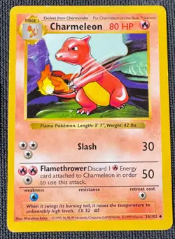 CHARMELEON 24/102 UNCOMMON BASE SET POKEMON SHADOWLESS MP - Image 1
