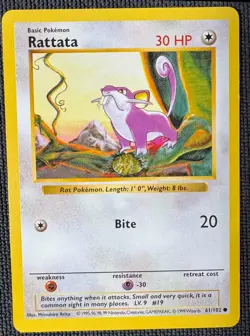 RATTATA 61/102 COMMON BASE SET SHADOWLESS POKEMON MP - Image 1