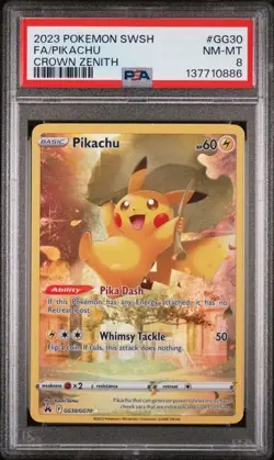 2023 POKEMON SWORD & SHIELD CROWN ZENITH #GG30 FULL ART/PIKACHU PSA 8 - Image 1